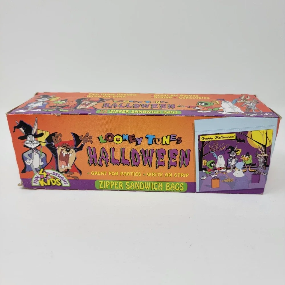 Vintage 1997 Looney Tunes 25 Halloween Zipper Sandwich Storage Bags NOS Sealed